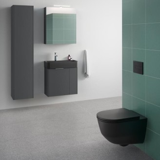 Laufen juodas WC komplektas - juodas matinis Pro Rimless puodas su dangčiu SC Slim + rėmas su juodu klavišu Laufen juodas WC komplektas - juodas matinis Pro Rimless puodas su dangčiu SC Slim + rėmas su juodu klavišu